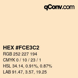 Color code: HEX #FCE3C2 | qconv.com