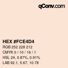 カラーコード: HEX #FCE4D4 | qconv.com