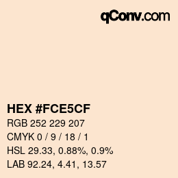 カラーコード: HEX #FCE5CF | qconv.com