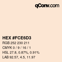 Color code: HEX #FCE6D3 | qconv.com