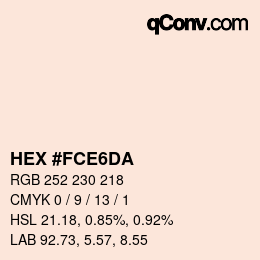 Color code: HEX #FCE6DA | qconv.com