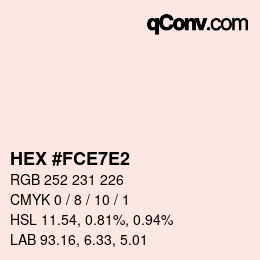 Color code: HEX #FCE7E2 | qconv.com