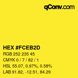 Color code: HEX #FCEB2D | qconv.com