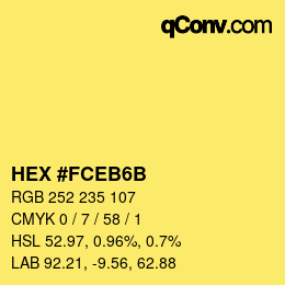 Color code: HEX #FCEB6B | qconv.com
