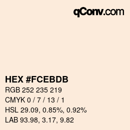 颜色代码: HEX #FCEBDB | qconv.com
