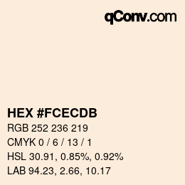 カラーコード: HEX #FCECDB | qconv.com