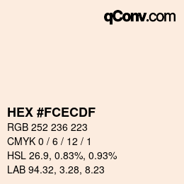 Color code: HEX #FCECDF | qconv.com