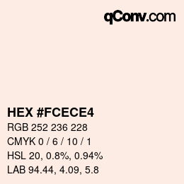 カラーコード: HEX #FCECE4 | qconv.com