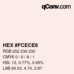 カラーコード: HEX #FCECE8 | qconv.com