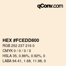 Farbcode: HEX #FCEDD800 | qconv.com