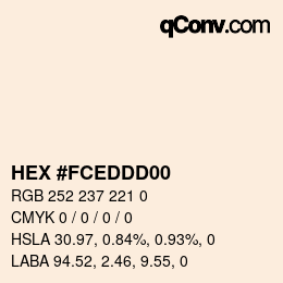 Color code: HEX #FCEDDD00 | qconv.com