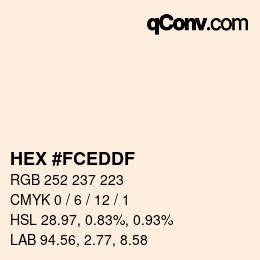 Color code: HEX #FCEDDF | qconv.com