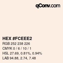 Color code: HEX #FCEEE2 | qconv.com