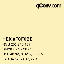 Color code: HEX #FCF0BB | qconv.com