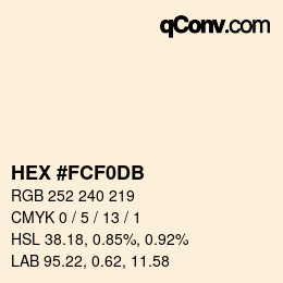 カラーコード: HEX #FCF0DB | qconv.com