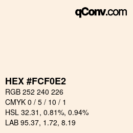 Color code: HEX #FCF0E2 | qconv.com