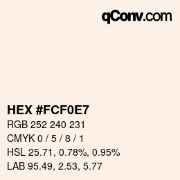 Farbcode: HEX #FCF0E7 | qconv.com