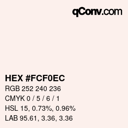 Color code: HEX #FCF0EC | qconv.com