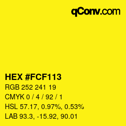 Color code: HEX #FCF113 | qconv.com