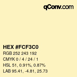Color code: HEX #FCF3C0 | qconv.com