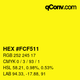Color code: HEX #FCF511 | qconv.com