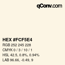 Farbcode: HEX #FCF5E4 | qconv.com
