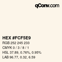 Color code: HEX #FCF5E9 | qconv.com