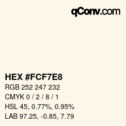 Color code: HEX #FCF7E8 | qconv.com