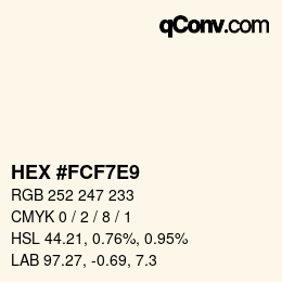 Color code: HEX #FCF7E9 | qconv.com