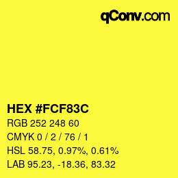 Color code: HEX #FCF83C | qconv.com