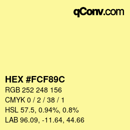 Color code: HEX #FCF89C | qconv.com