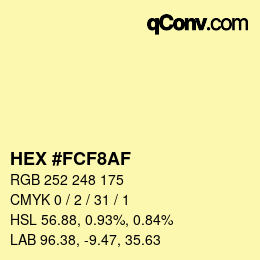 Color code: HEX #FCF8AF | qconv.com