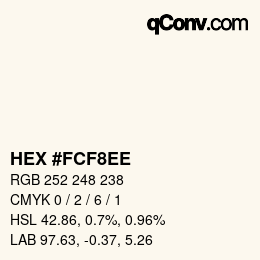 Farbcode: HEX #FCF8EE | qconv.com