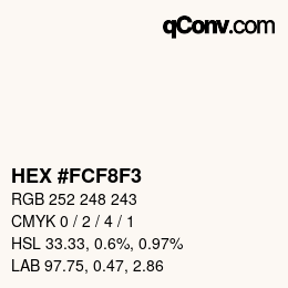 Color code: HEX #FCF8F3 | qconv.com