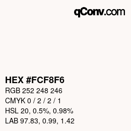 Color code: HEX #FCF8F6 | qconv.com