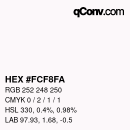 Color code: HEX #FCF8FA | qconv.com