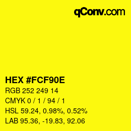 Color code: HEX #FCF90E | qconv.com