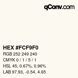 Color code: HEX #FCF9F0 | qconv.com