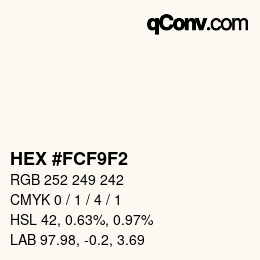 Color code: HEX #FCF9F2 | qconv.com