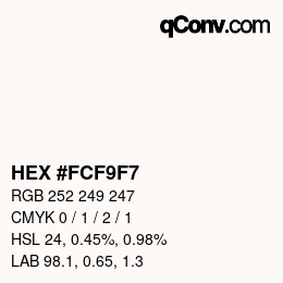 Color code: HEX #FCF9F7 | qconv.com