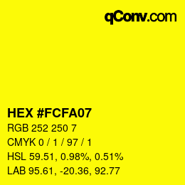 カラーコード: HEX #FCFA07 | qconv.com