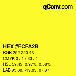 Color code: HEX #FCFA2B | qconv.com