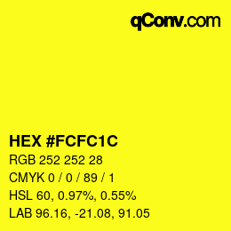 Color code: HEX #FCFC1C | qconv.com