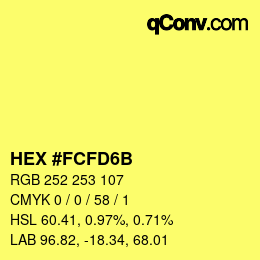 Color code: HEX #FCFD6B | qconv.com