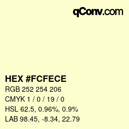 Color code: HEX #FCFECE | qconv.com