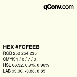 Color code: HEX #FCFEEB | qconv.com