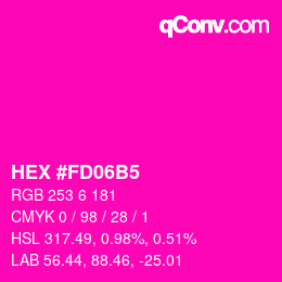 カラーコード: HEX #FD06B5 | qconv.com