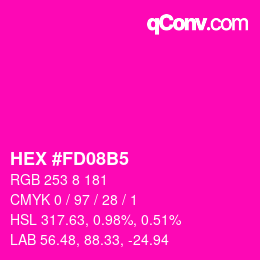 颜色代码: HEX #FD08B5 | qconv.com