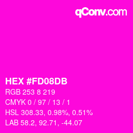 颜色代码: HEX #FD08DB | qconv.com