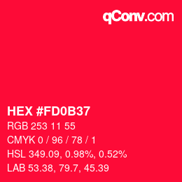 カラーコード: HEX #FD0B37 | qconv.com